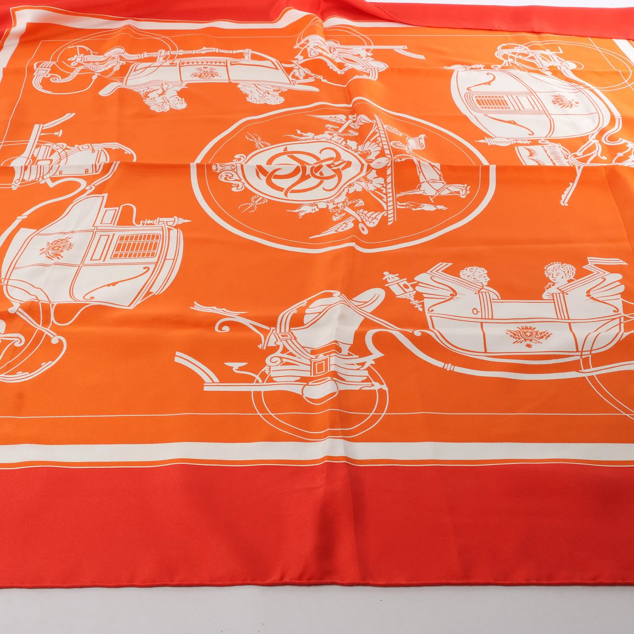Hermès Hermès Carré 90 "Ex-Libris" Silk handkerchief in Orange Oranje