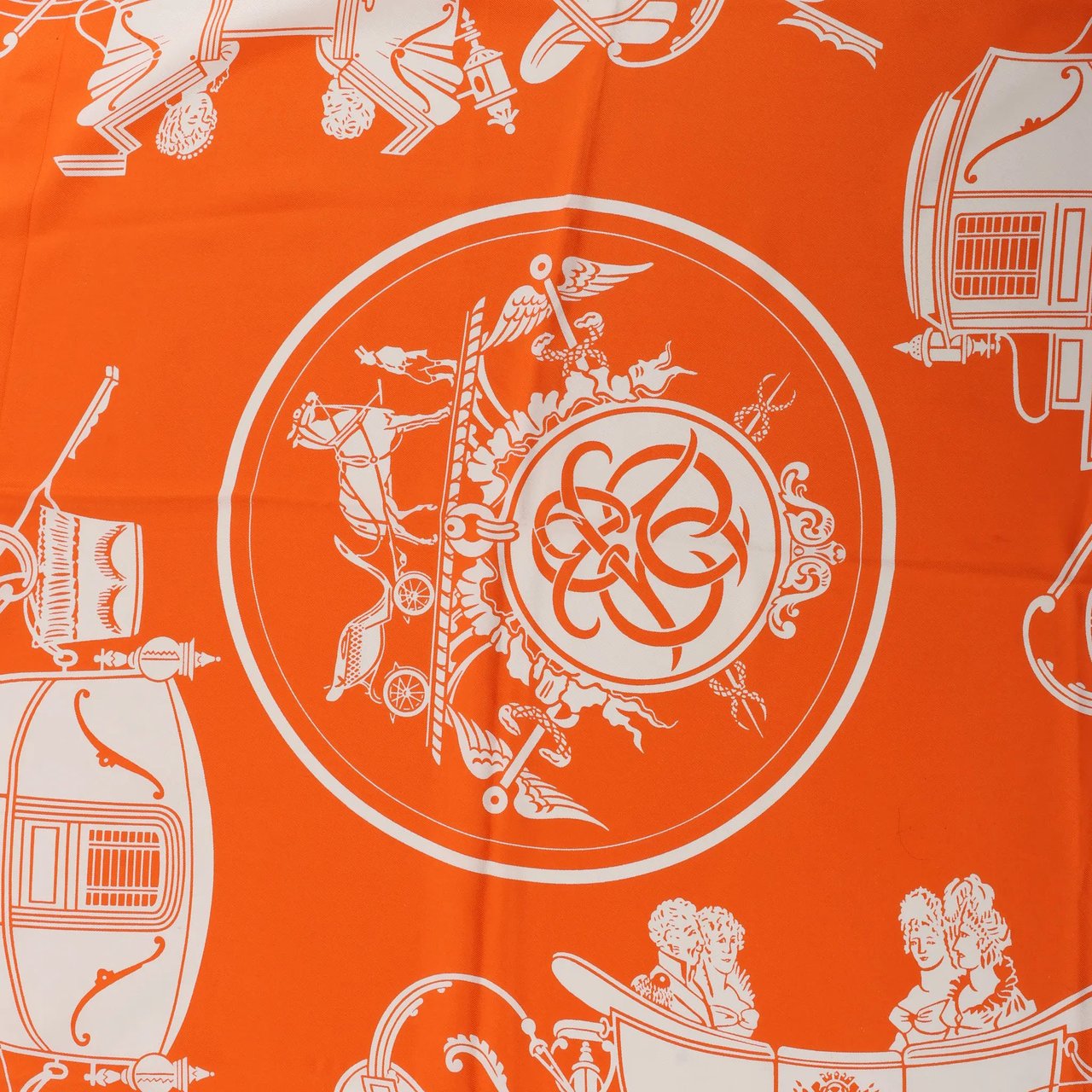 Hermès Hermès Carré 90 "Ex-Libris" Silk handkerchief in Orange Oranje