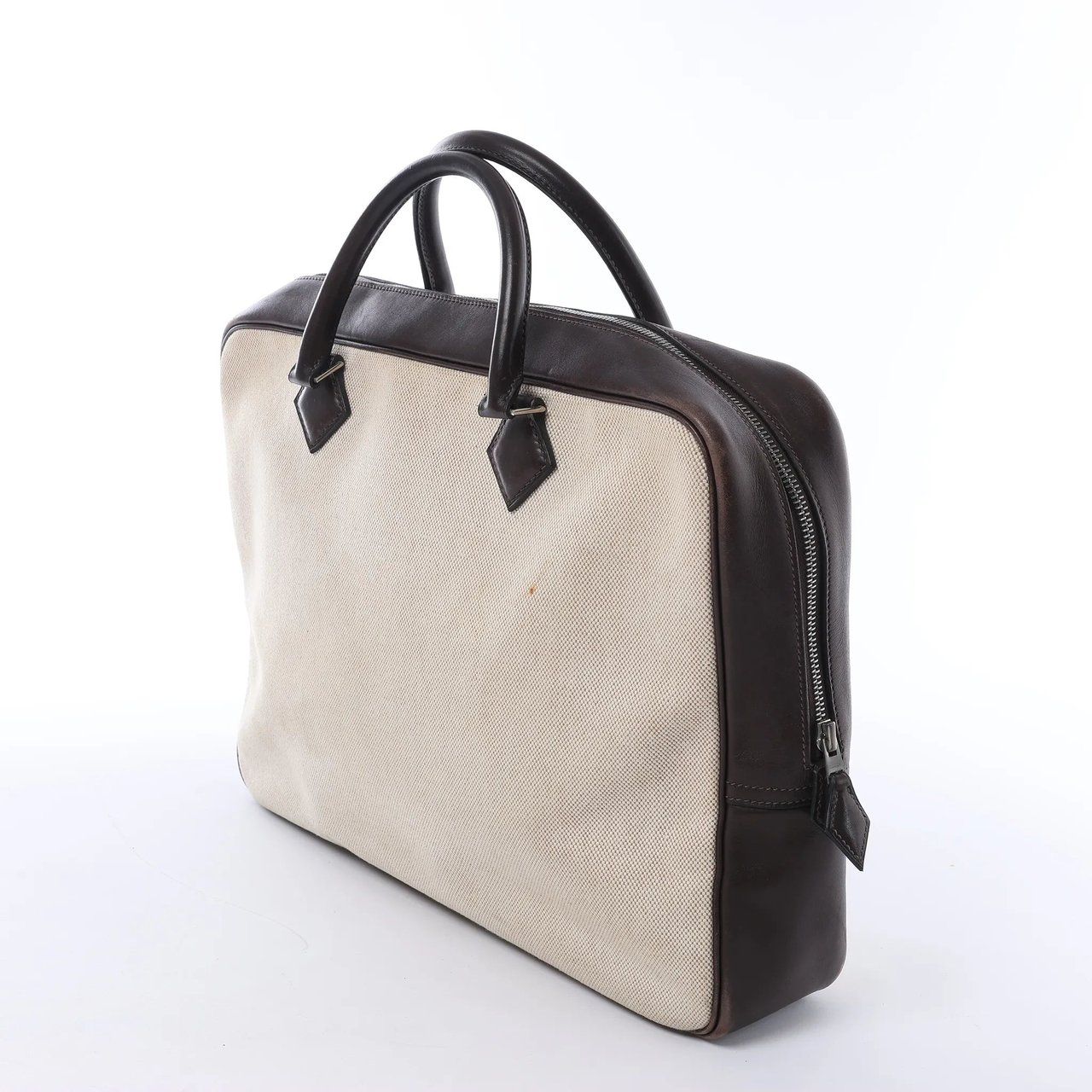 Hermès HERMES Plume Dog 38 Toile H & Leather in Beige×Brown □F: 2002 Beige
