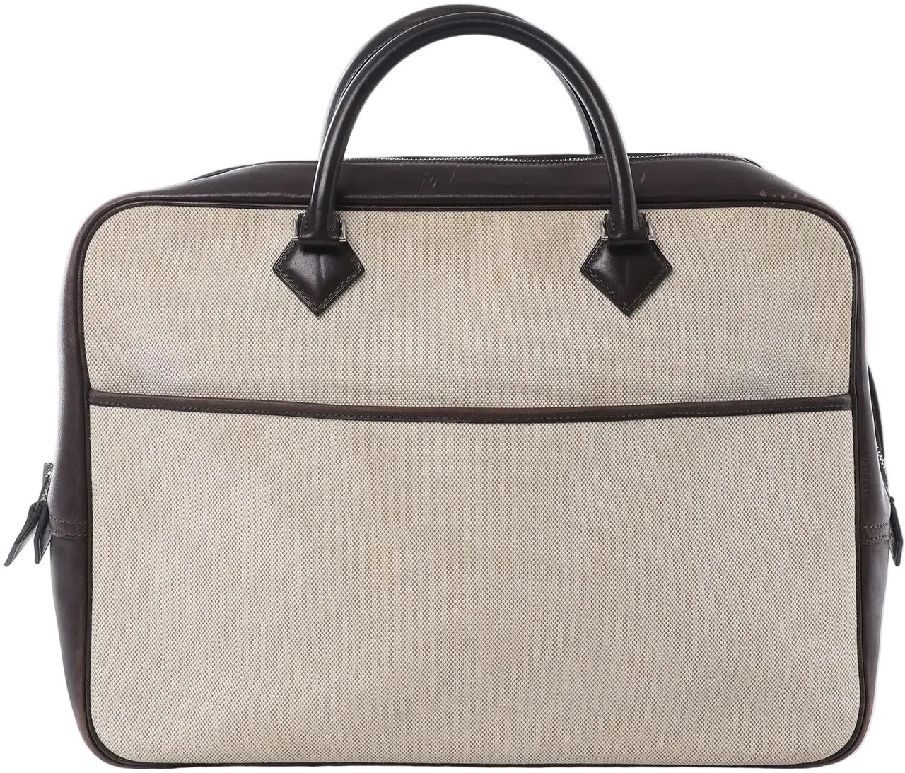 Hermès HERMES Plume Dog 38 Toile H & Leather in Beige×Brown □F: 2002 Beige