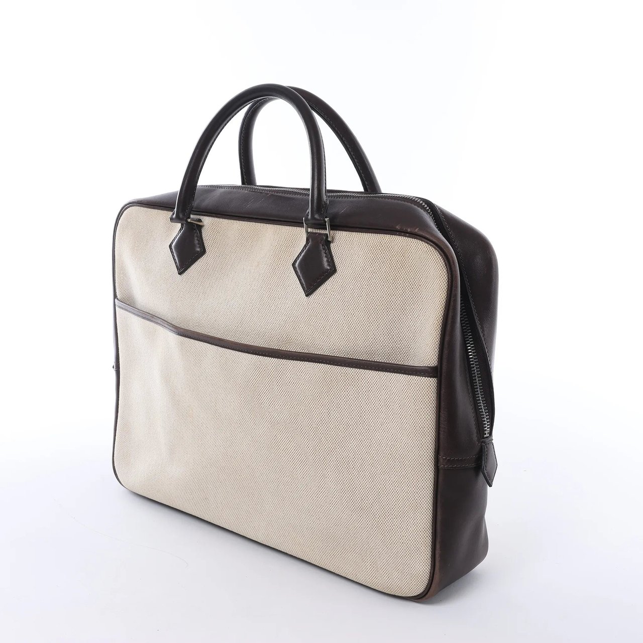 Hermès HERMES Plume Dog 38 Toile H & Leather in Beige×Brown □F: 2002 Beige