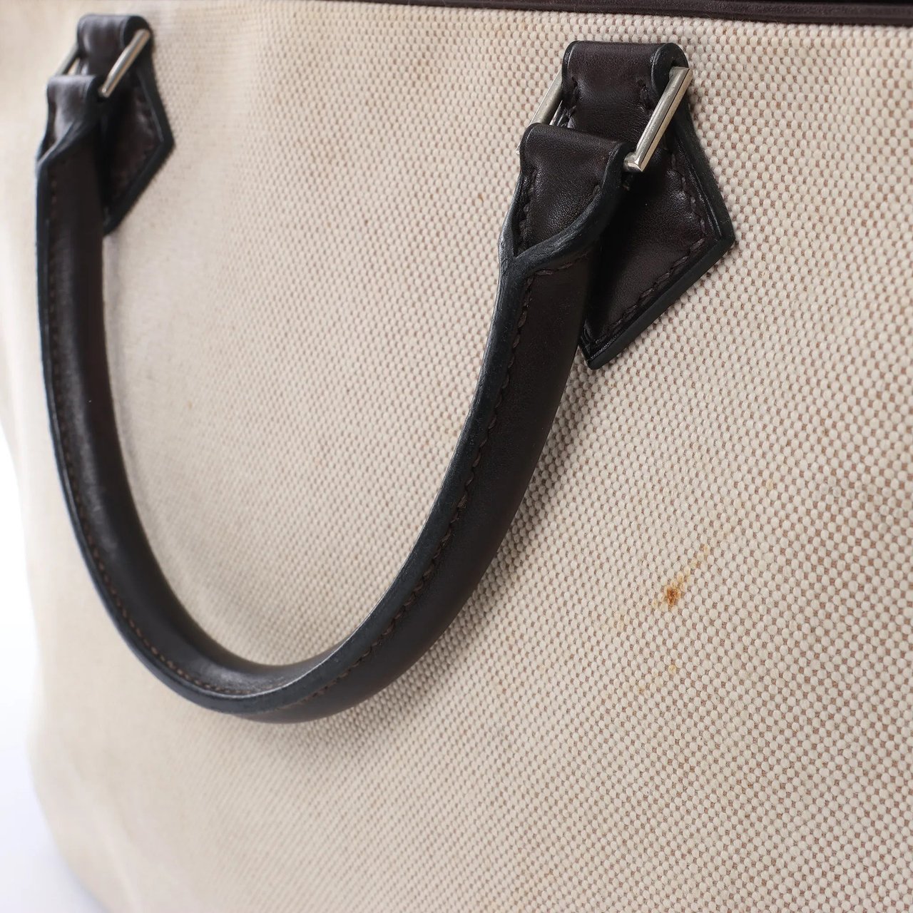 Hermès HERMES Plume Dog 38 Toile H & Leather in Beige×Brown □F: 2002 Beige