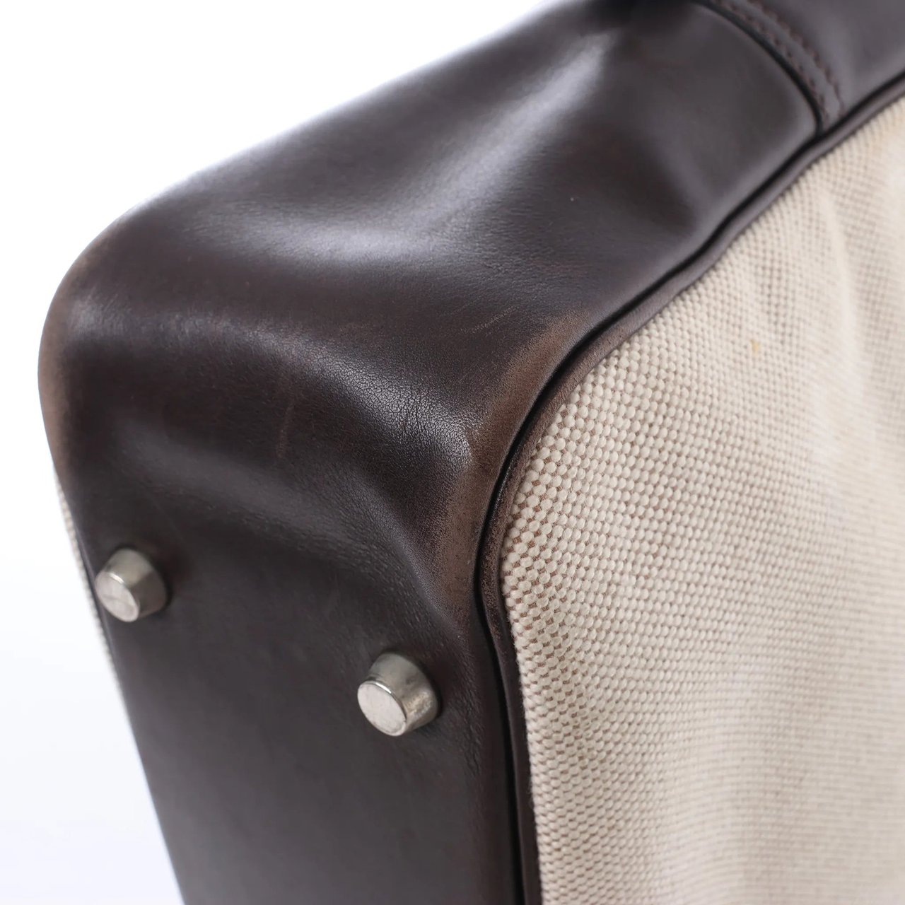 Hermès HERMES Plume Dog 38 Toile H & Leather in Beige×Brown □F: 2002 Beige
