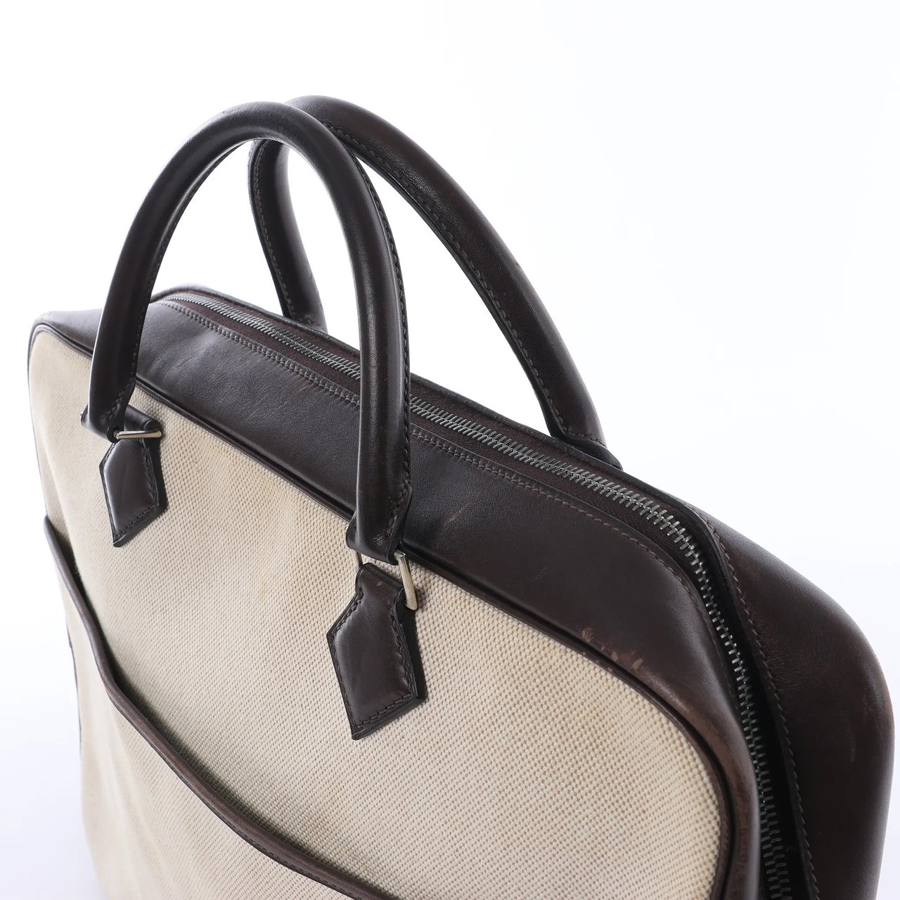Hermès HERMES Plume Dog 38 Toile H & Leather in Beige×Brown □F: 2002 Beige