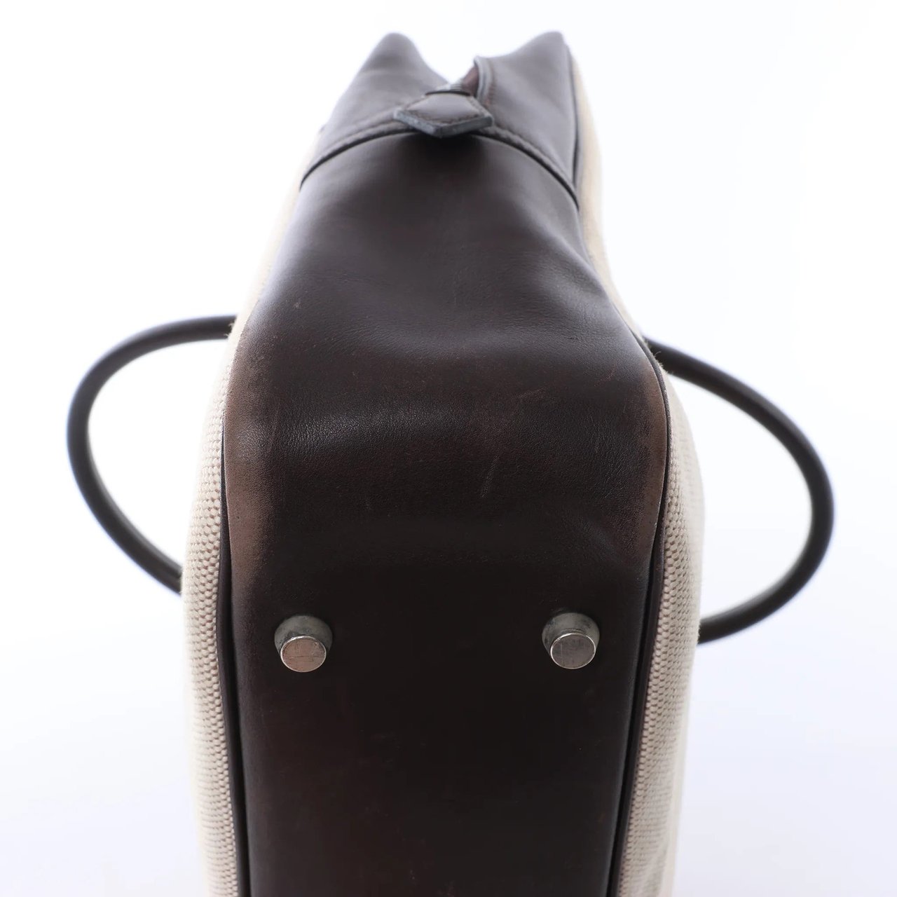 Hermès HERMES Plume Dog 38 Toile H & Leather in Beige×Brown □F: 2002 Beige