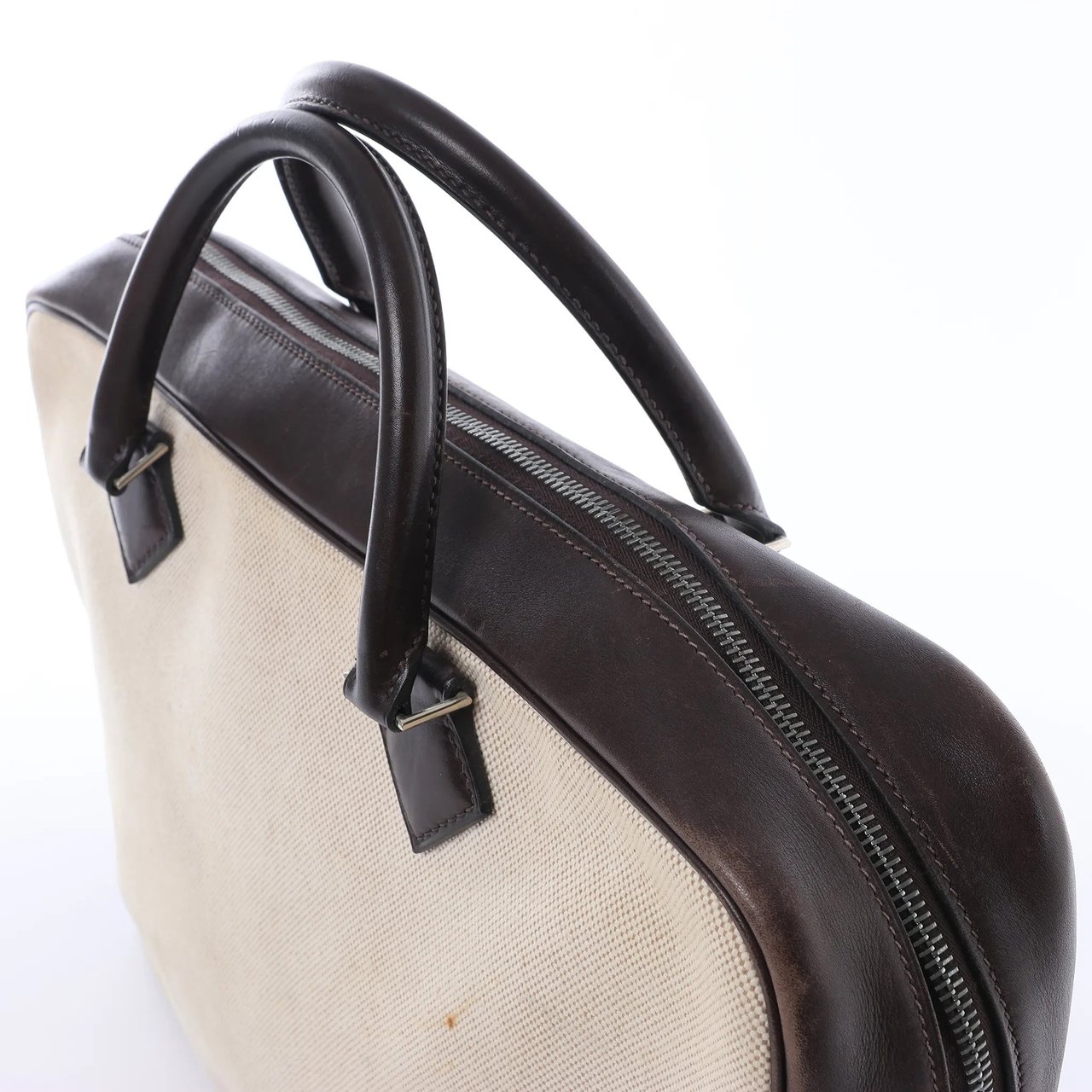 Hermès HERMES Plume Dog 38 Toile H & Leather in Beige×Brown □F: 2002 Beige