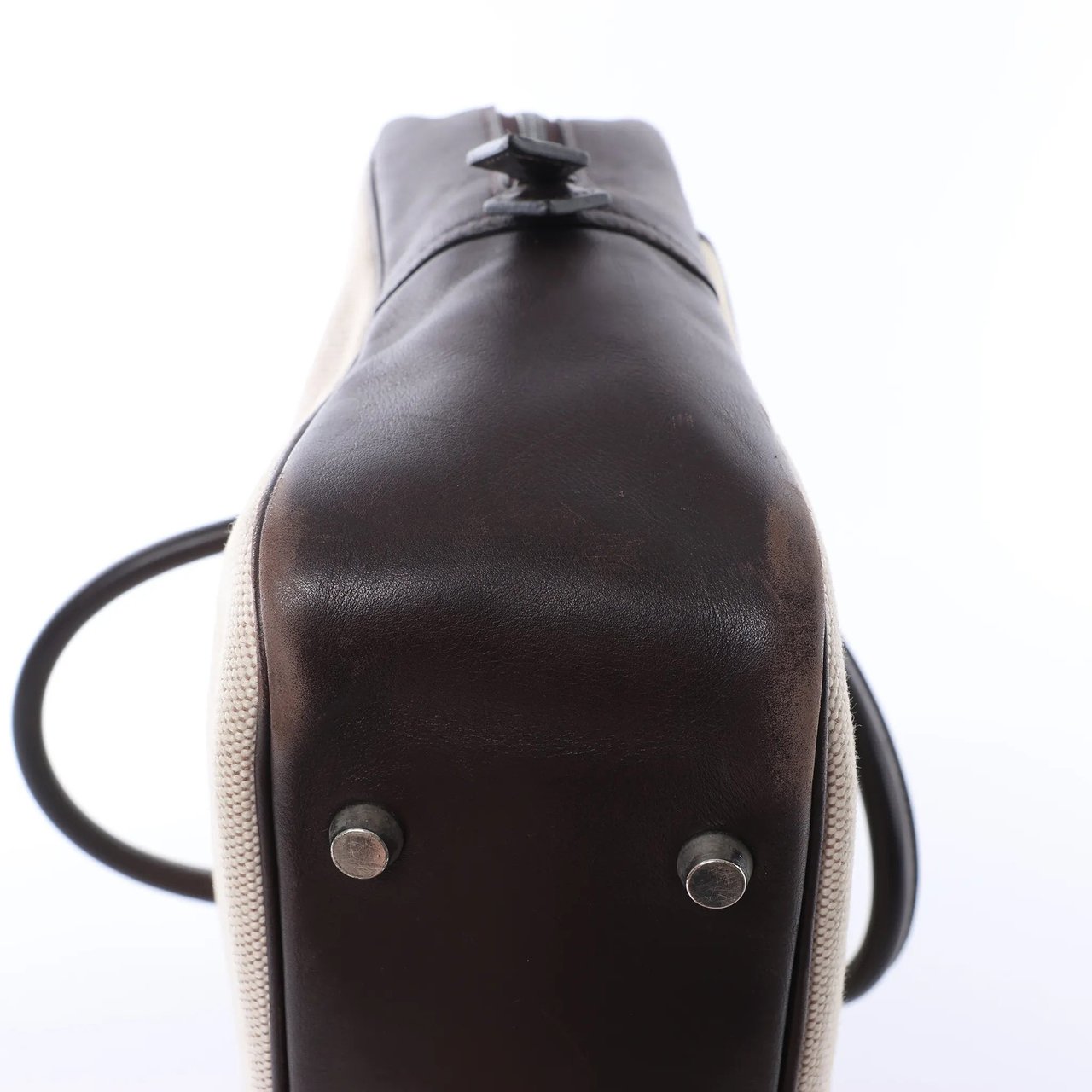 Hermès HERMES Plume Dog 38 Toile H & Leather in Beige×Brown □F: 2002 Beige