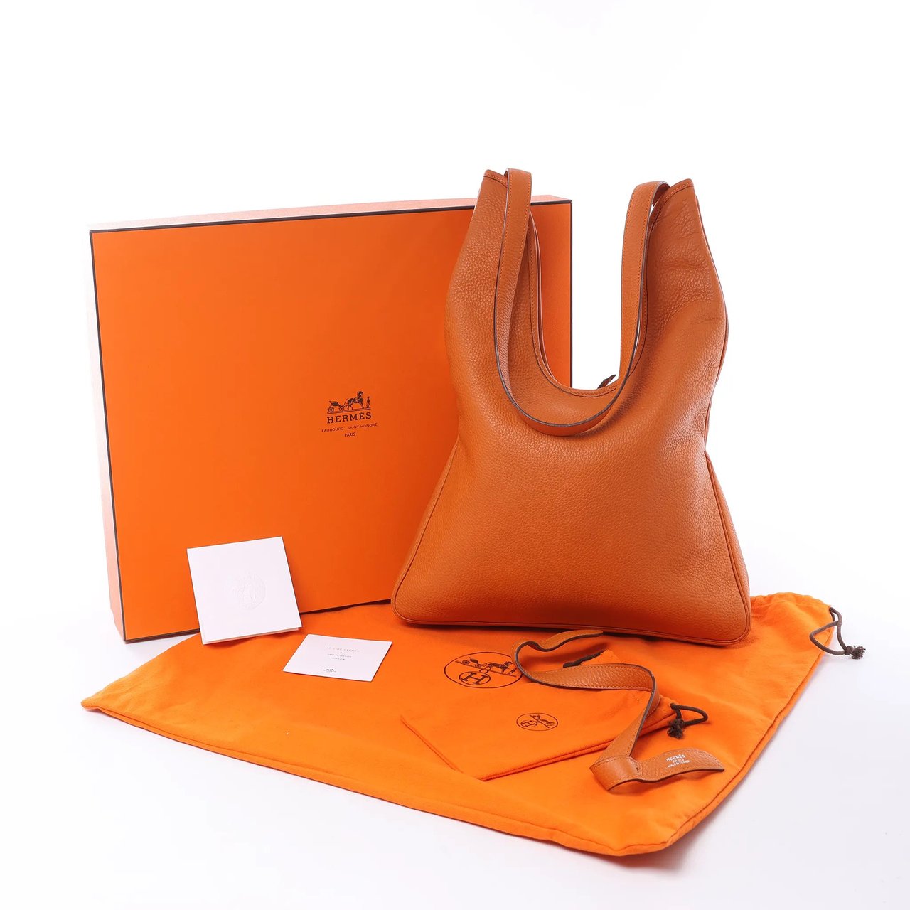 Hermès HERMES Massai PM Taurillon Clemence Leather Shoulder Bag in Orange □J: 2006 Oranje