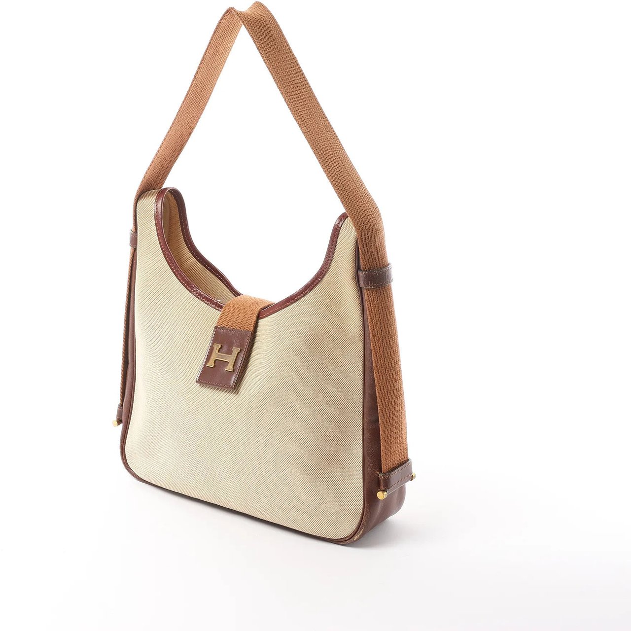 Hermès Hermes Sako Toile H Shoulder Bag in Brown ○O:1985 Blauw