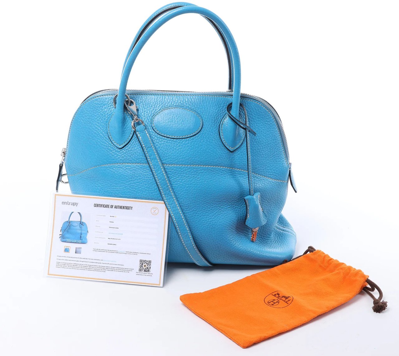 Hermès HERMES Bolide 31 Taurillon Clemence 2Way Handbag in Blue □I: 2005 Blauw