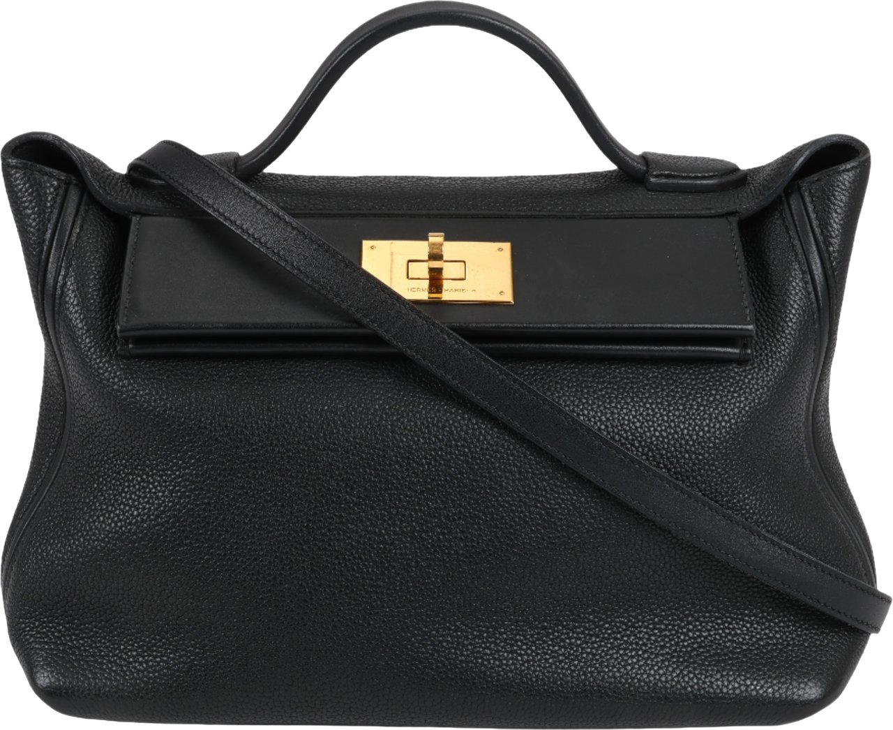 Hermès HERMES 24/24 29 Togo Leather Handbag in Black and Gold Metal Fittings D: 2019 Zwart