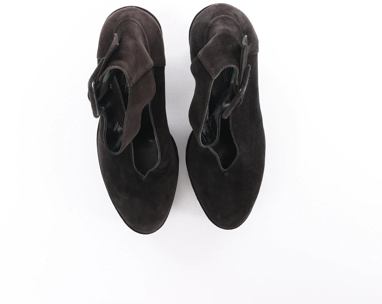 Hermès HERMES Leather & Suede Strap Heels in Black, Size 38 EU Zwart