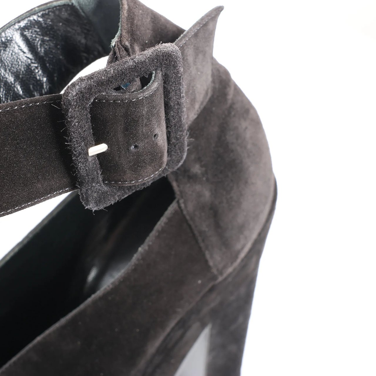 Hermès HERMES Leather & Suede Strap Heels in Black, Size 38 EU Zwart