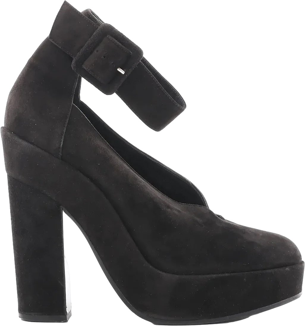 Hermès HERMES Leather & Suede Strap Heels in Black, Size 38 EU Zwart