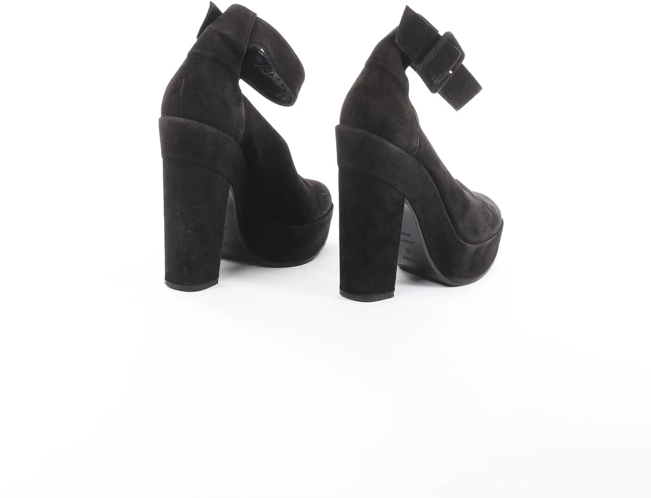 Hermès HERMES Leather & Suede Strap Heels in Black, Size 38 EU Zwart