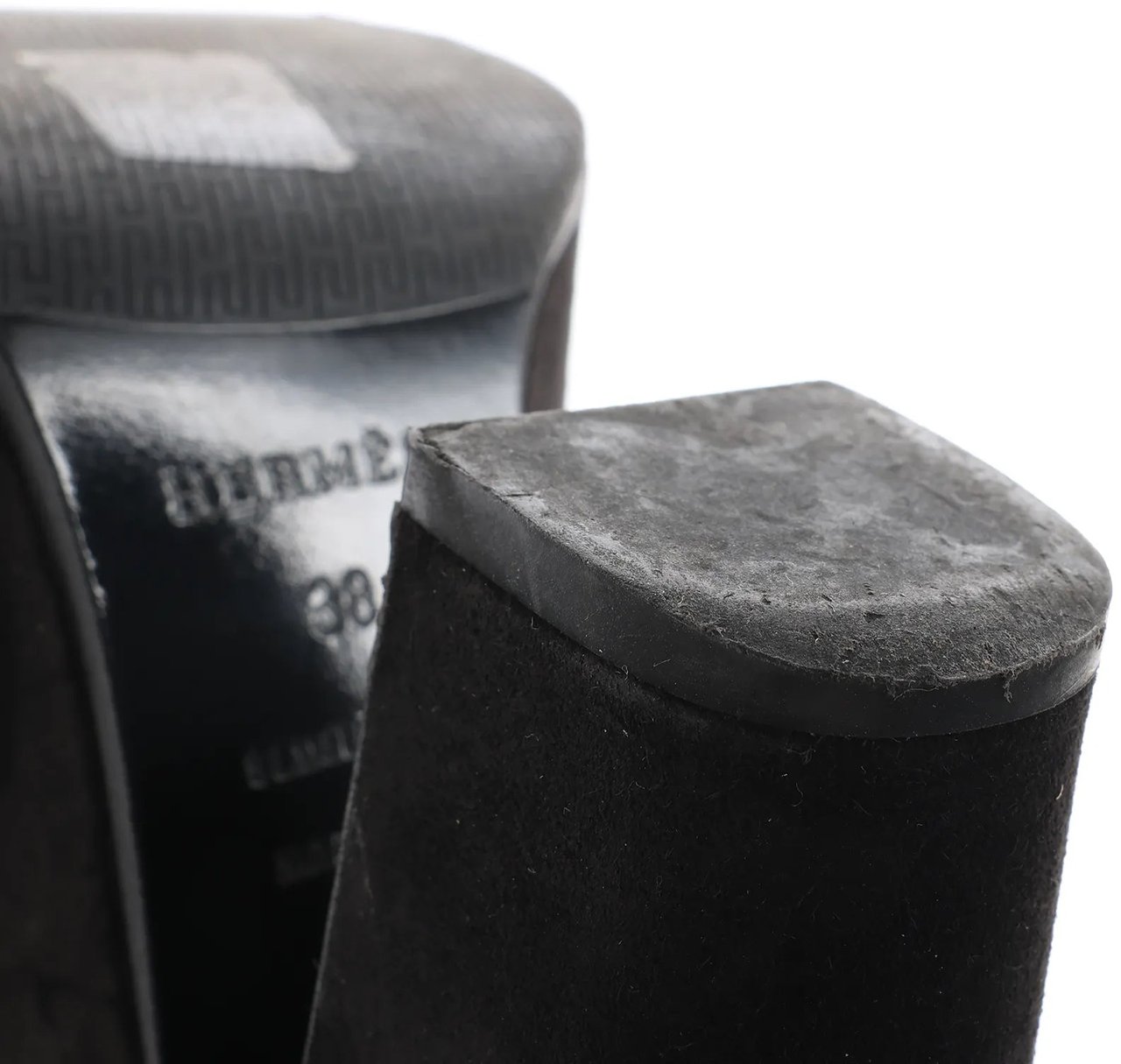 Hermès HERMES Leather & Suede Strap Heels in Black, Size 38 EU Zwart