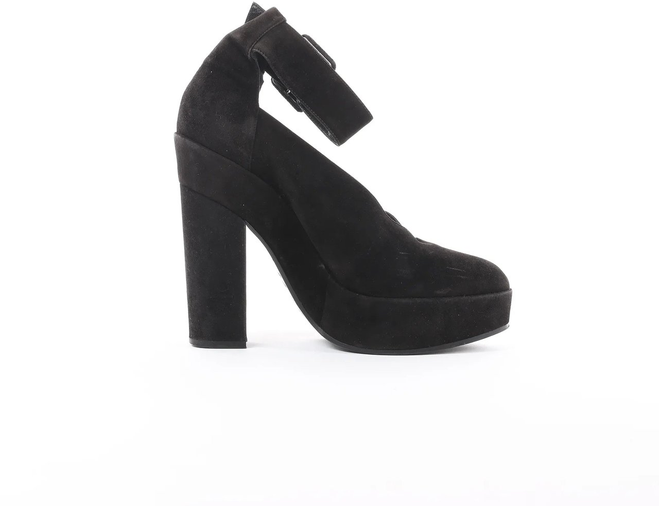 Hermès HERMES Leather & Suede Strap Heels in Black, Size 38 EU Zwart