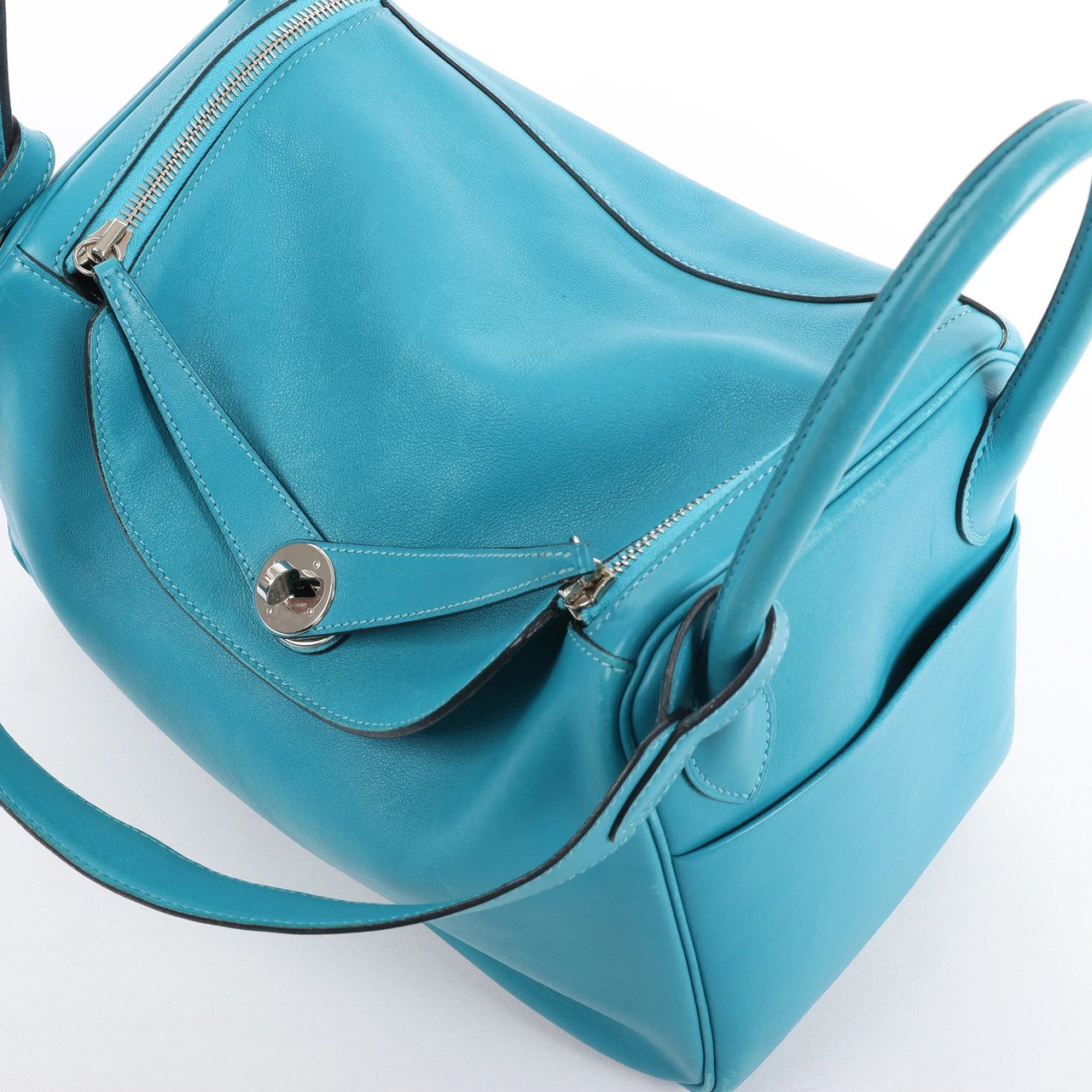 Hermès Hermes Lindy 30 Veau Swift 2Way Handbag in Turquoise □K: 2007 Blauw