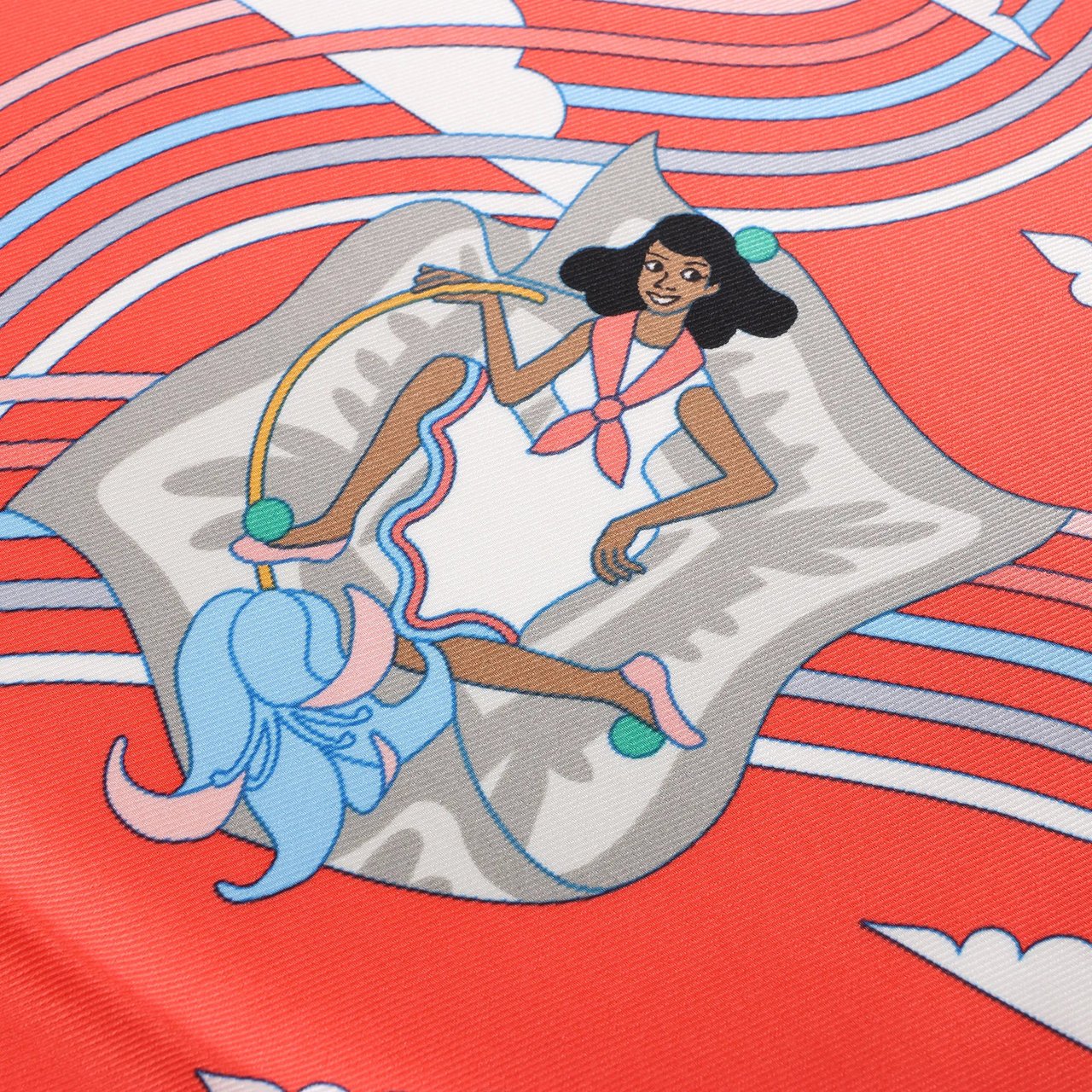 Hermès Carré 70 "CARRES VOLANTS" Silk handkerchief in Red Divers