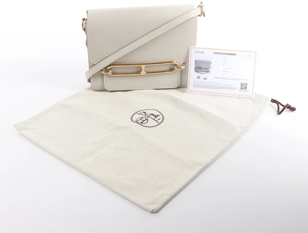 Hermès Hermes Sac Roulis 23 Evercolor Crossbody Bag in Pearl Gray C: 2018 Grijs