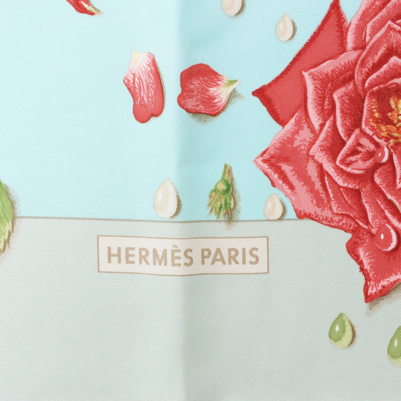 Hermès Carré 90 "LA ROSEE" Silk handkerchief in Blue Blauw