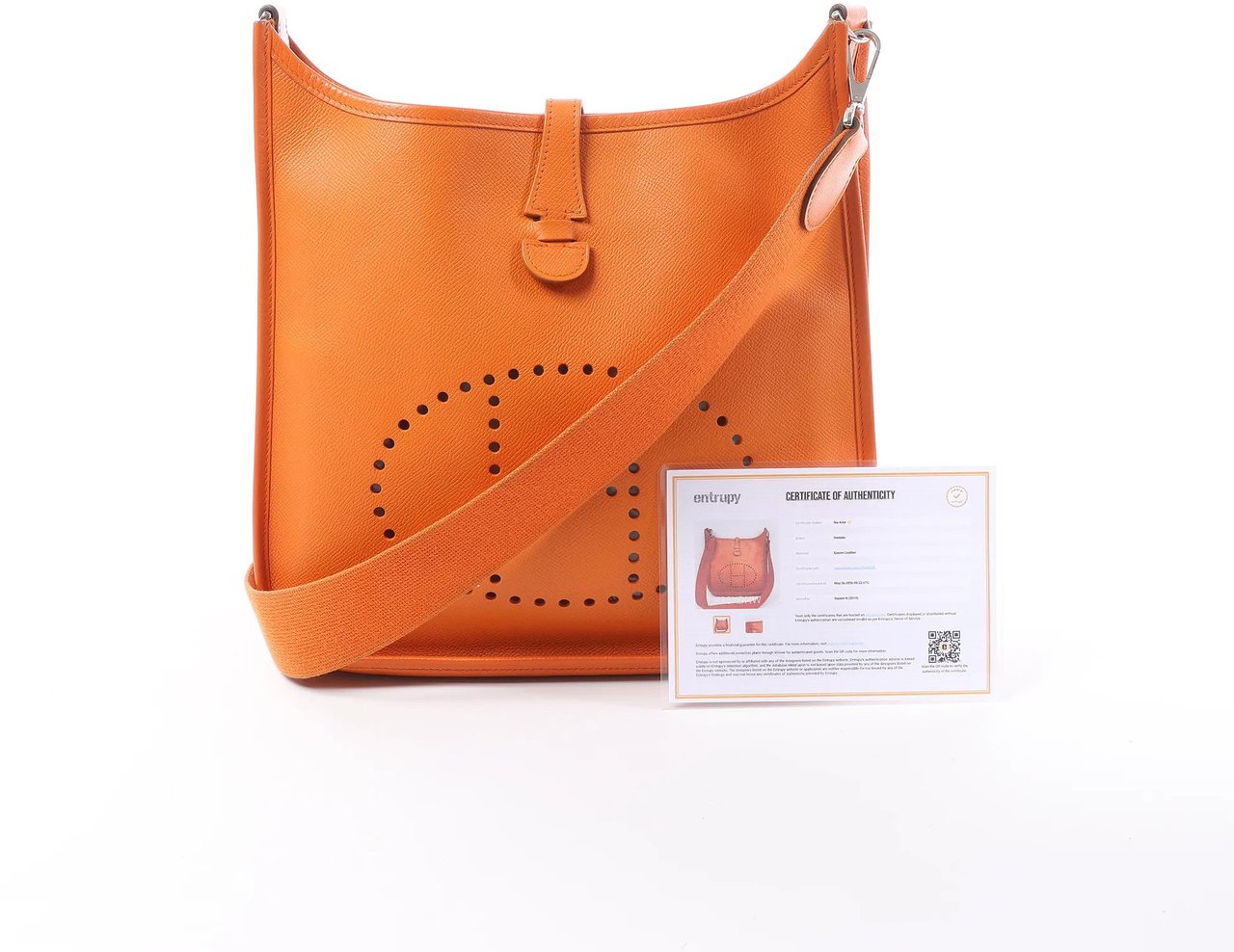 Hermès Hermes Evelyn 1 29 PM Epsom Leather Shoulder Bag in Orange □N:2010 Oranje