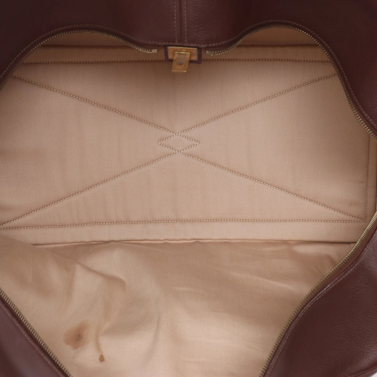 Hermès HERMES Victoria 50 Taurillon Clemence Handbag in Brown □C: 1999 Bruin