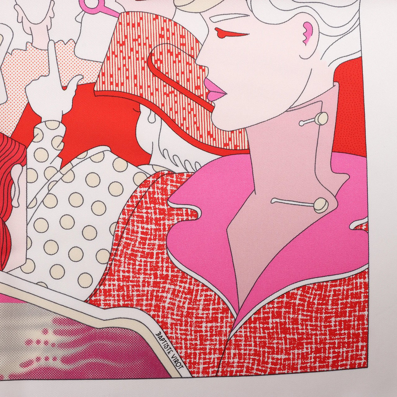 Hermès Carré 90 "CA DECOIFFE" Silk handkerchief in Pink Divers