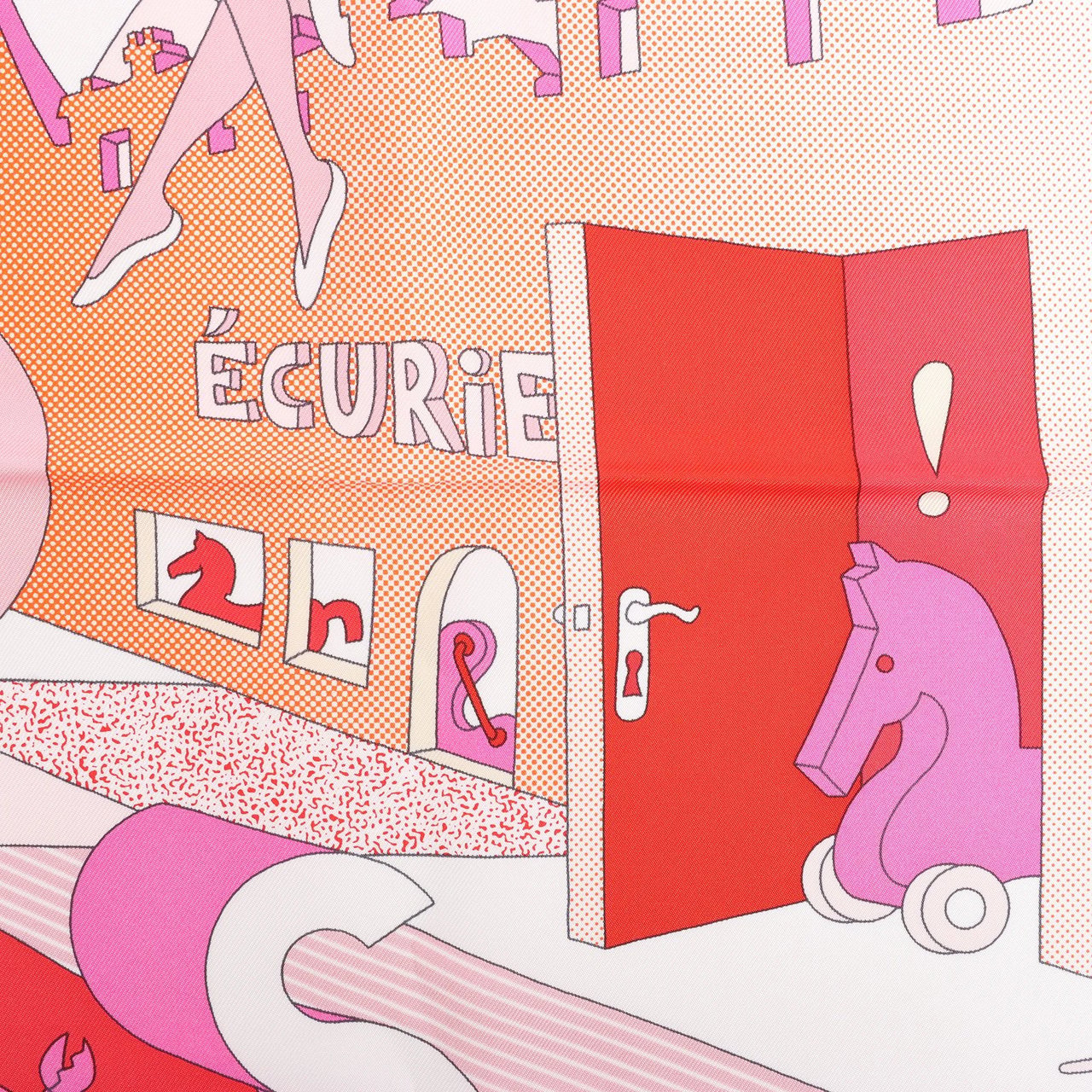 Hermès Carré 90 "CA DECOIFFE" Silk handkerchief in Pink Divers