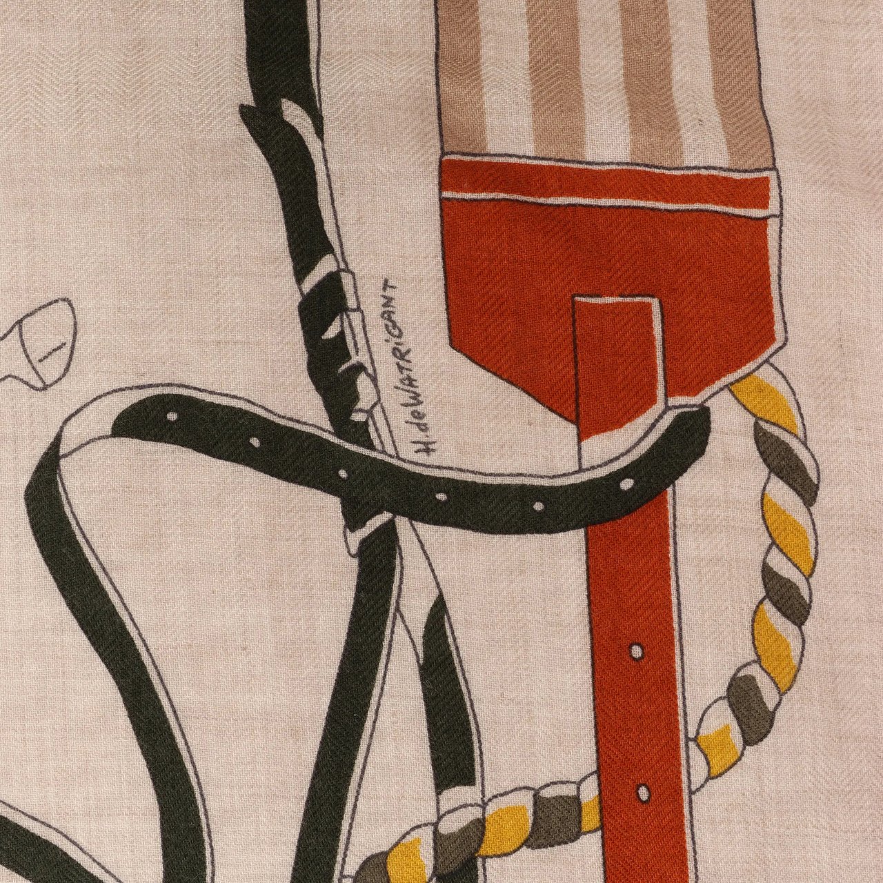 Hermès Carré 100 "RONDS DE MARCHE" Cashmere x Silk handkerchief in Beige Beige
