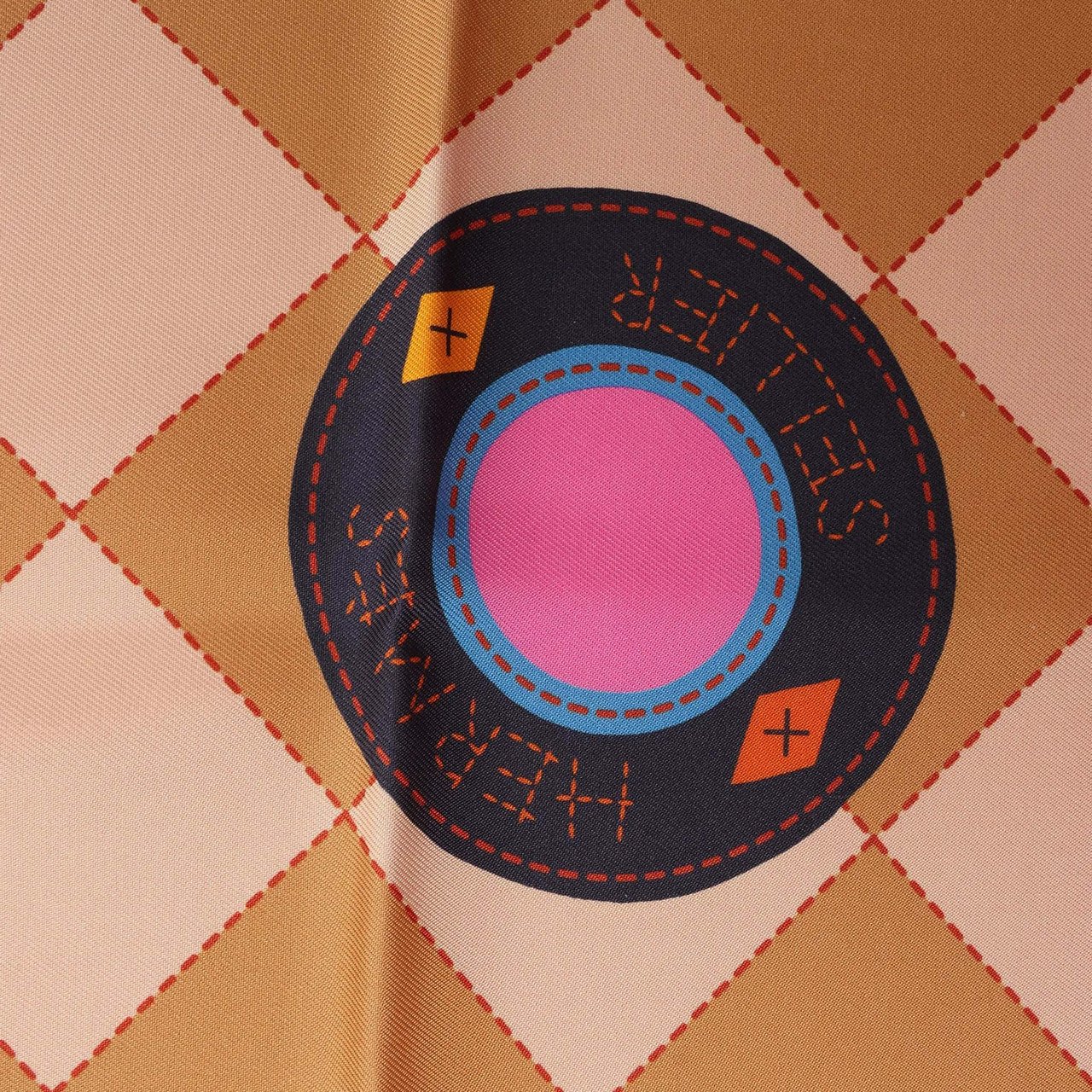 Hermès Carré 90 Double Face "Tapis de Selle" Silk handkerchief in Orange Oranje