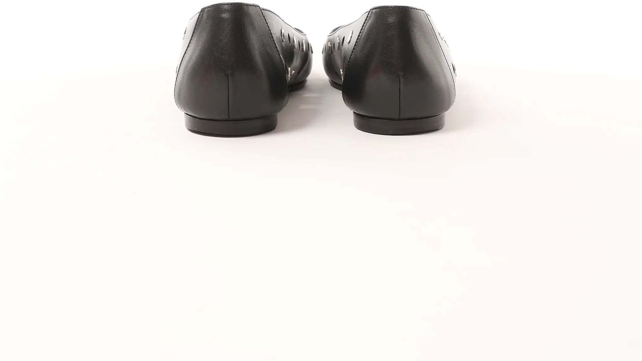 Hermès Serie Button Punching Sack Leather Ballet Flats un Black, Size 39 EU Zwart