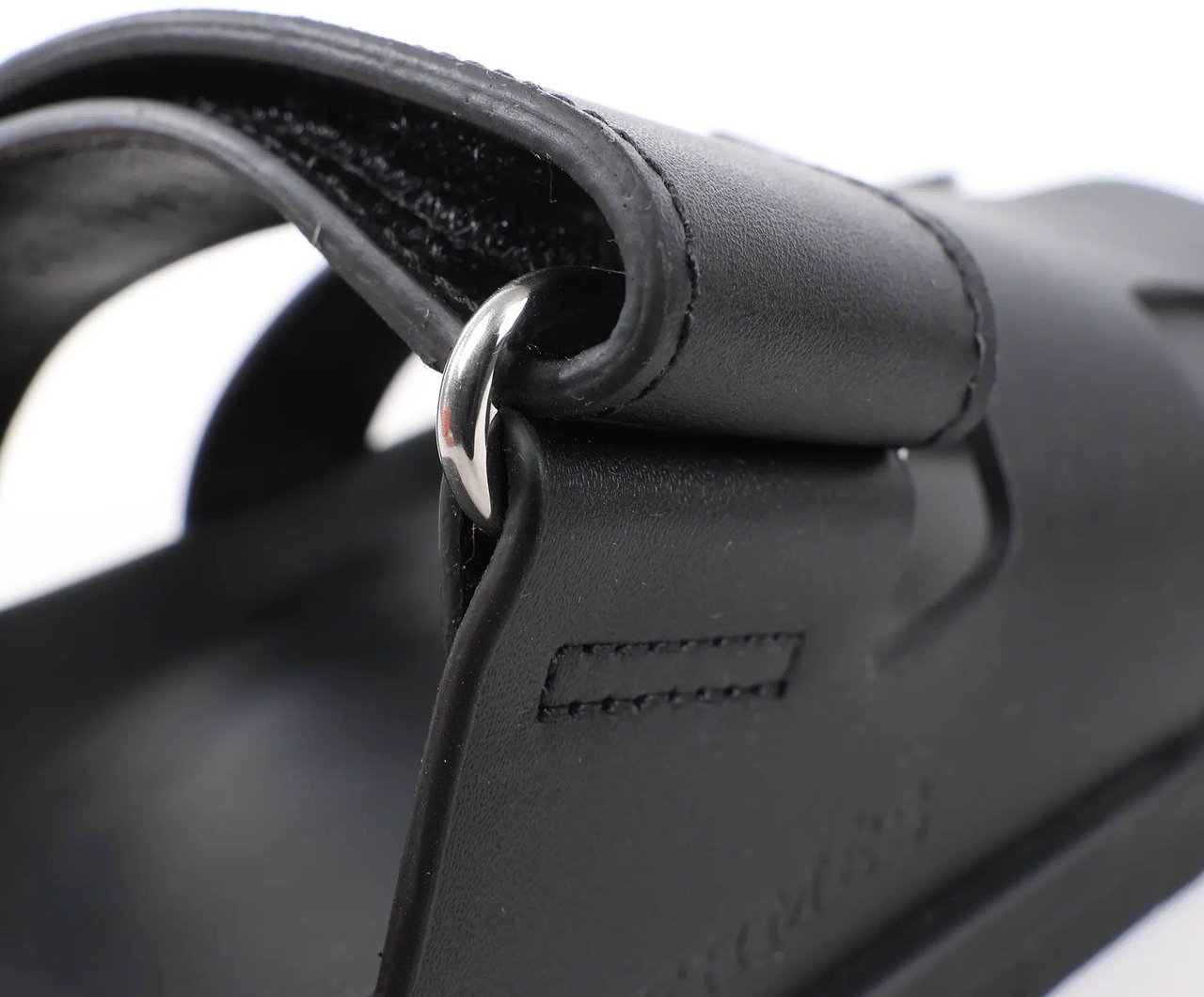 Hermès HERMES Cypre Leather Sandals in Black, Size 38.5 EU Zwart