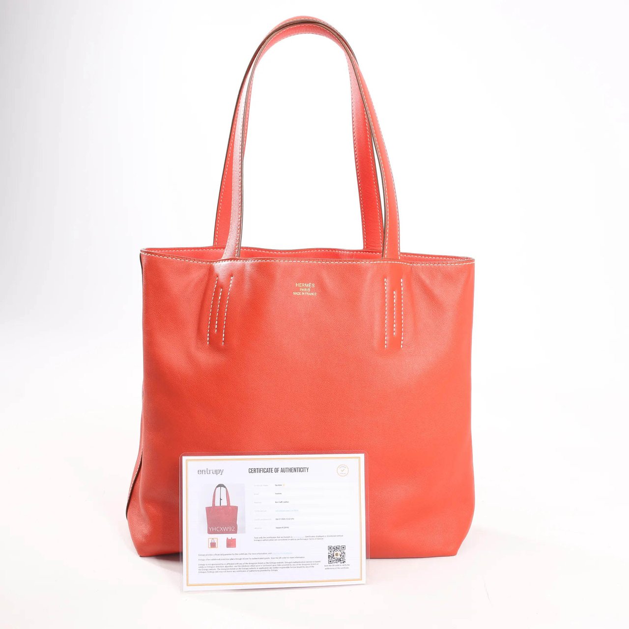 Hermès HERMES Double Sense 28 Veau Swift Shoulder Bag in Sanguine x Rose Jaipur □R: 2014 Rood