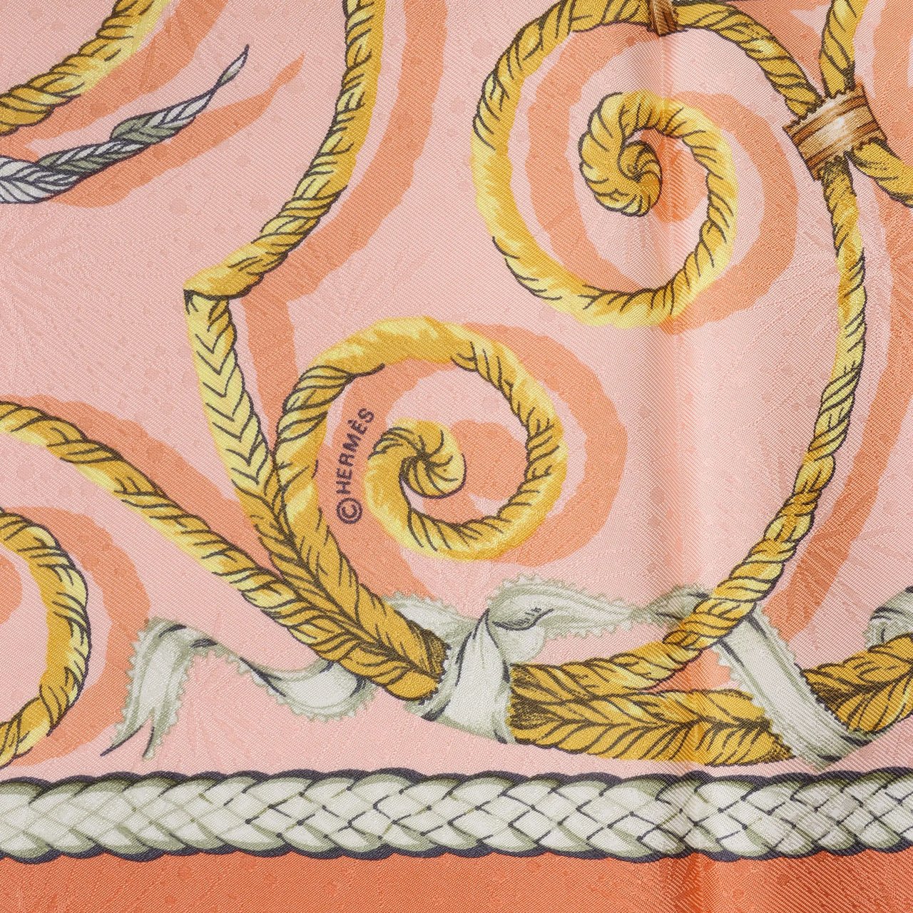 Hermès Carré 90 "JOUVENCE" Silk handkerchief in Orange Oranje