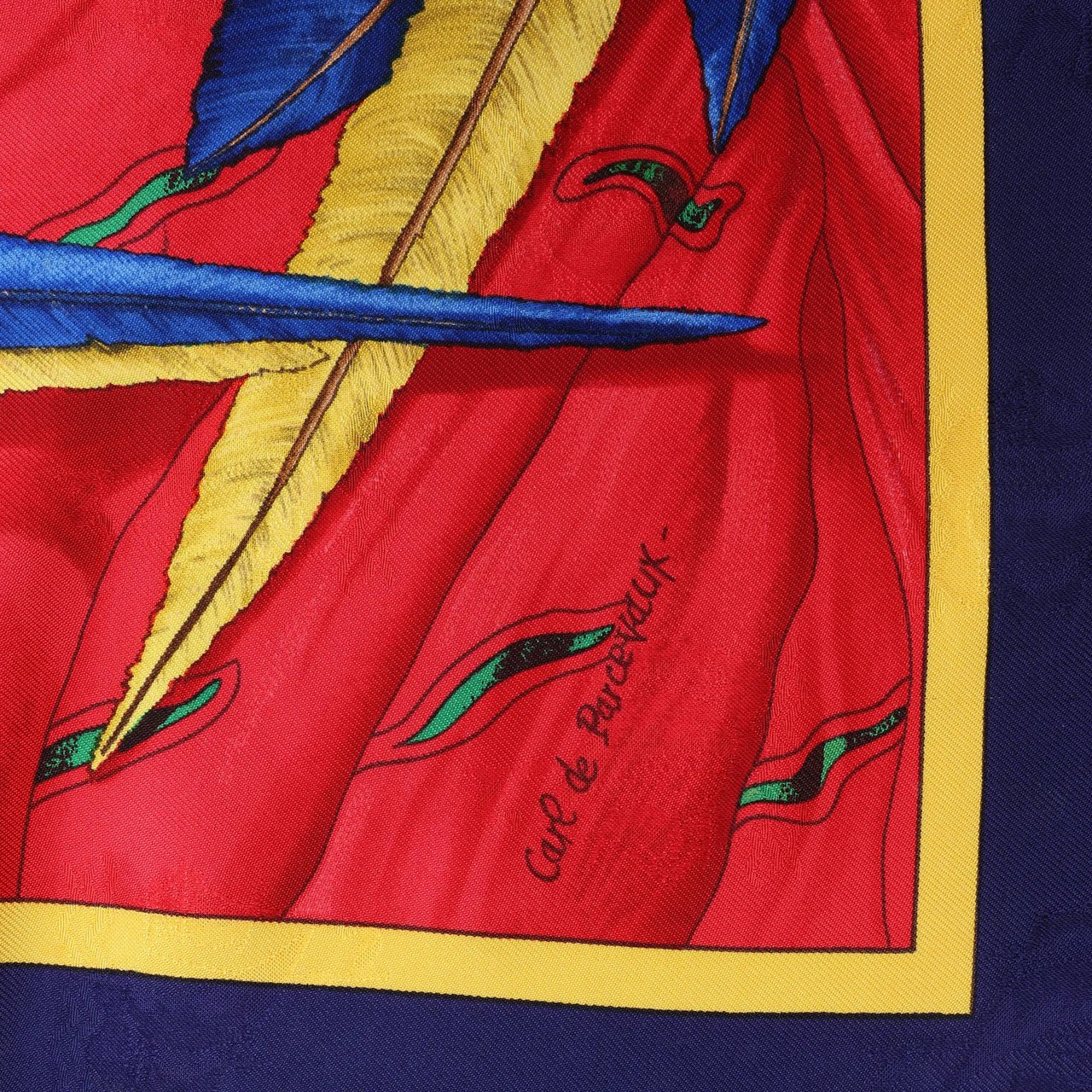 Hermès Carré 90 "Christoffer Columbus decouvre l'Amerique" Silk handkerchief in Blue Blauw