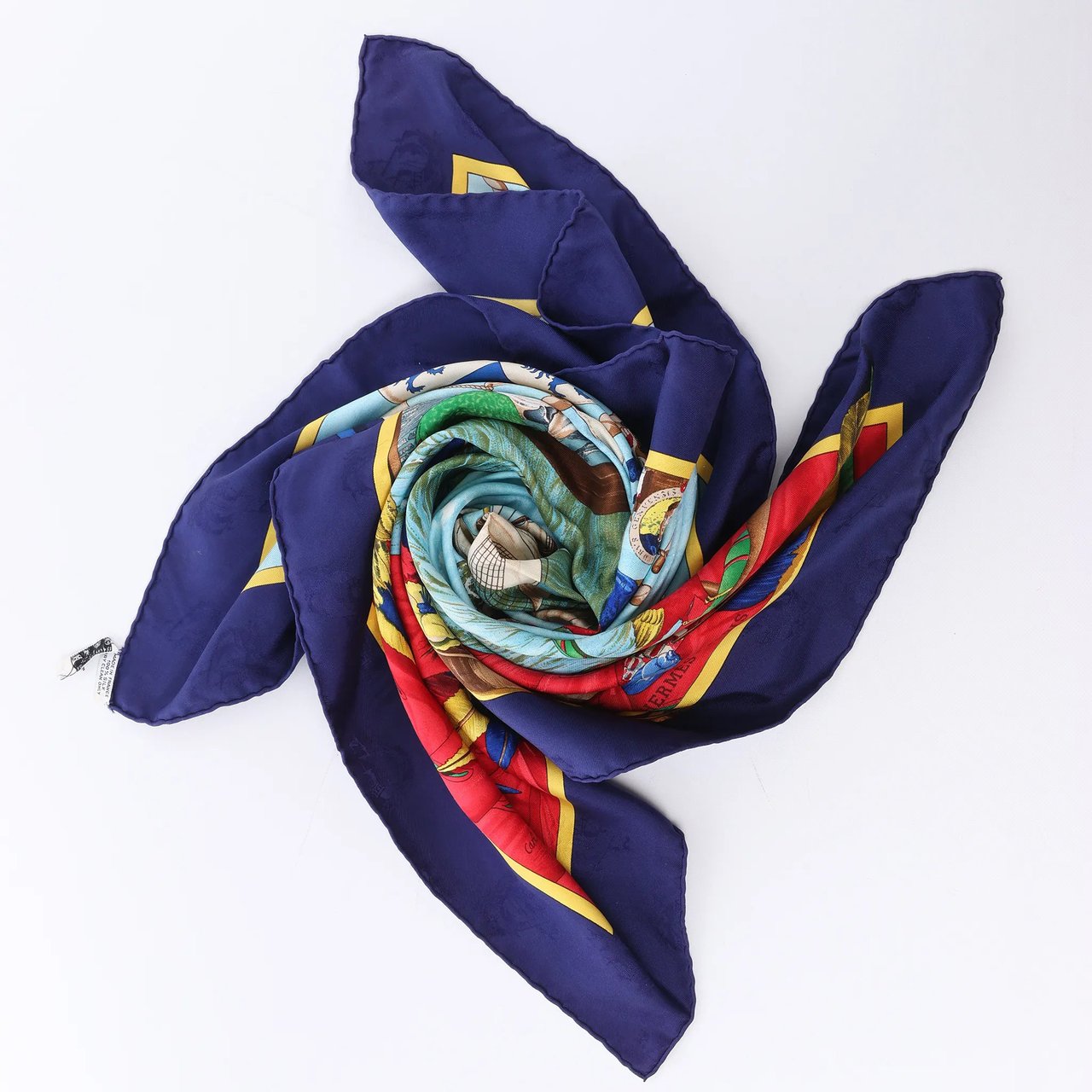 Hermès Carré 90 "Christoffer Columbus decouvre l'Amerique" Silk handkerchief in Blue Blauw