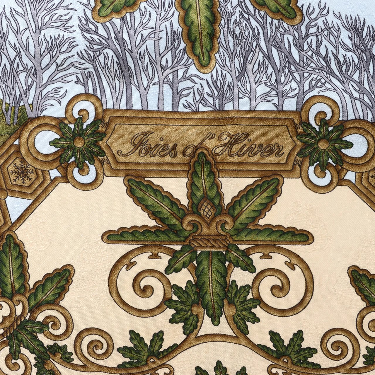 Hermès Carré 90 "Joies d’Hiver" Silk handkerchief in Beige Beige