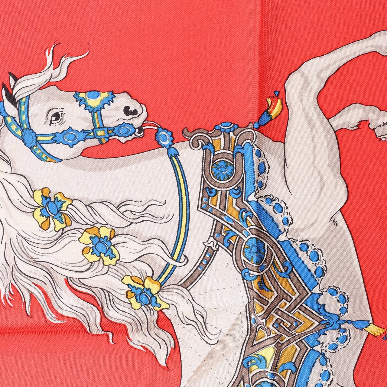 Hermès Carré 90 "CARROUSEL" Silk handkerchief in Red Divers