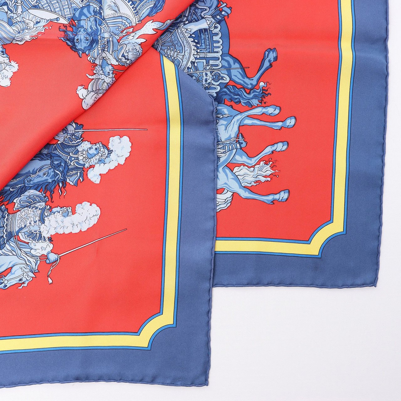 Hermès Carré 90 "CARROUSEL" Silk handkerchief in Red Divers