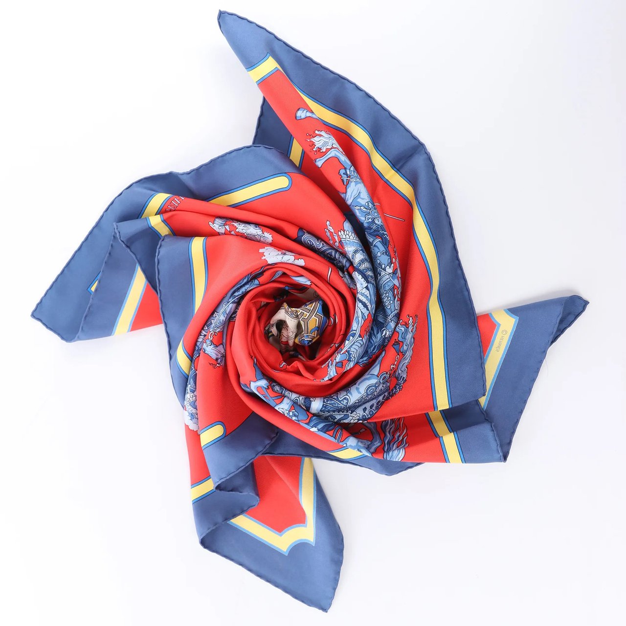 Hermès Carré 90 "CARROUSEL" Silk handkerchief in Red Divers