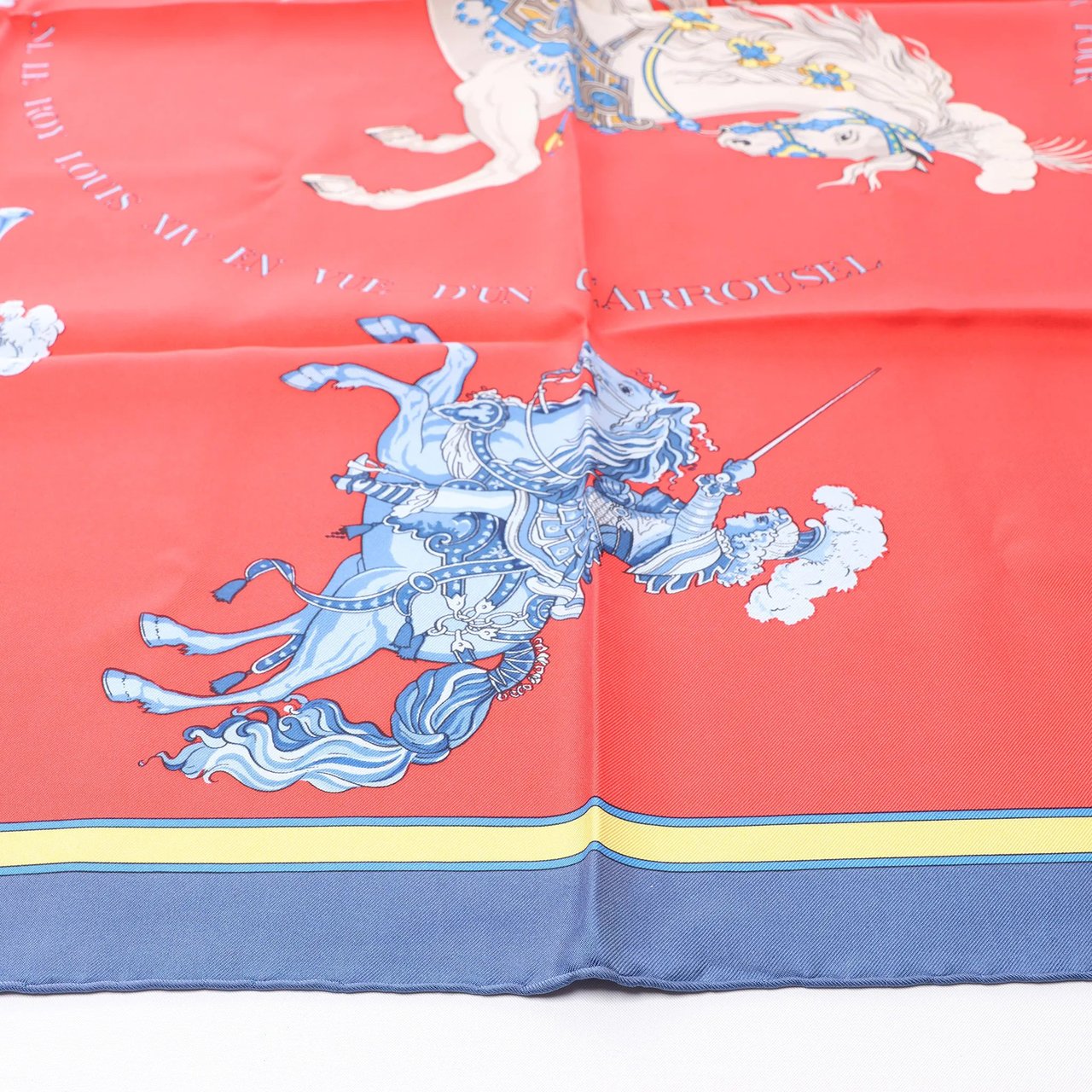 Hermès Carré 90 "CARROUSEL" Silk handkerchief in Red Divers