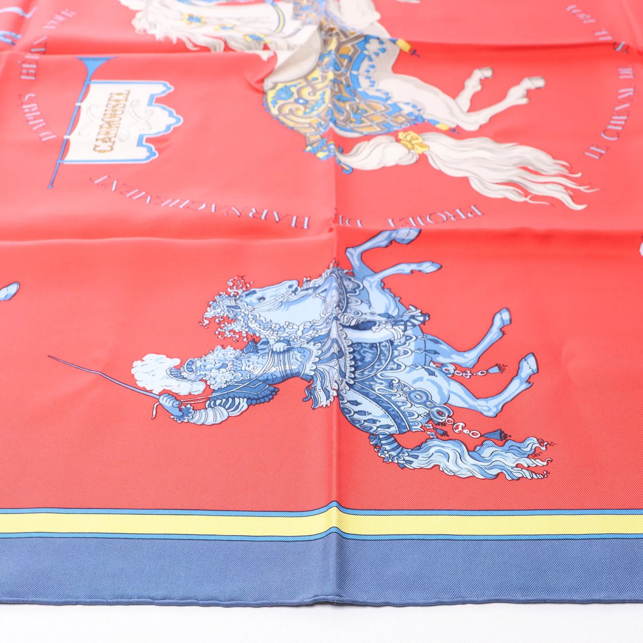 Hermès Carré 90 "CARROUSEL" Silk handkerchief in Red Divers