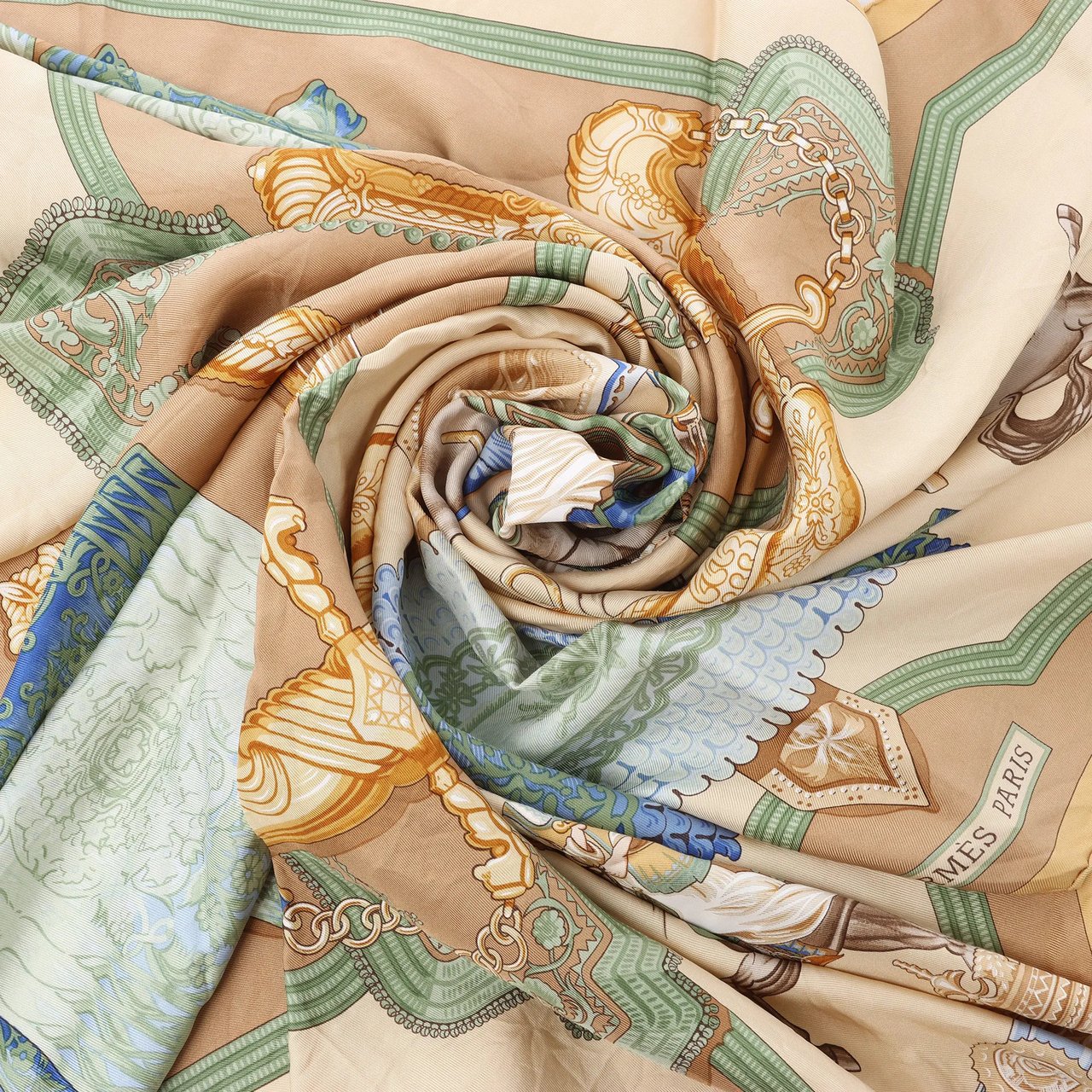 Hermès Carré 90 "Hommage à l'amitié Franco-Hellenique" Silk handkerchief in Beige Beige