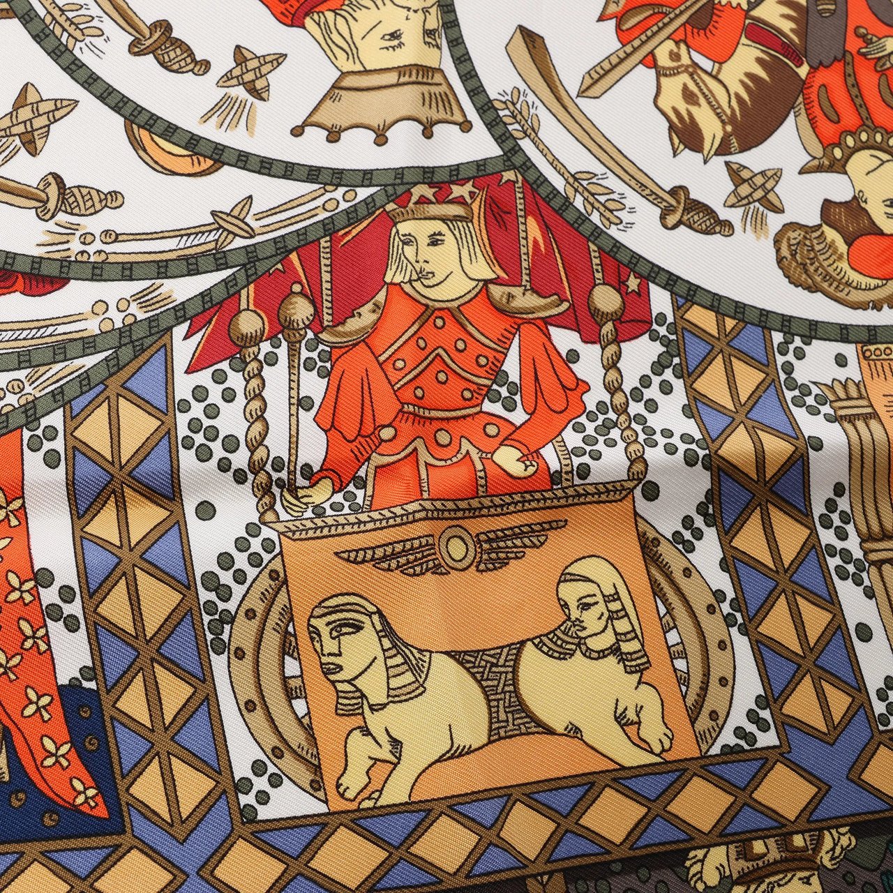 Hermès Carré 90 "LE TAROT" Silk handkerchief in Yellow Geel