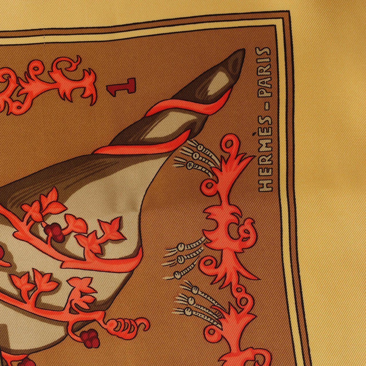 Hermès Carré 90 "LE TAROT" Silk handkerchief in Yellow Geel