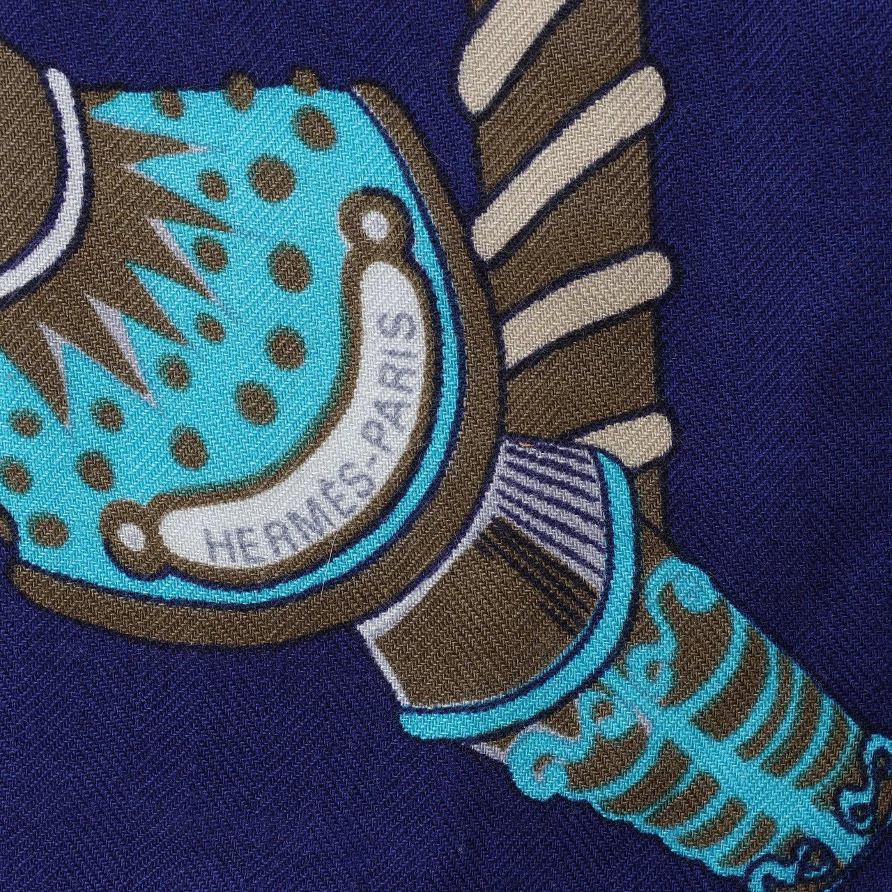 Hermès Carré 90 "Etendards et Bonnieres flag" Cashmere x Silk handkerchief in Blue Blauw