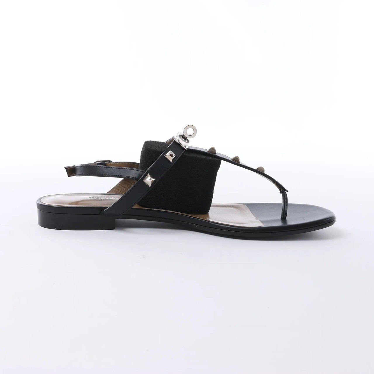 Hermès HERMES Olivia Leather Sandals in Black, Size EU 38.5 Zwart