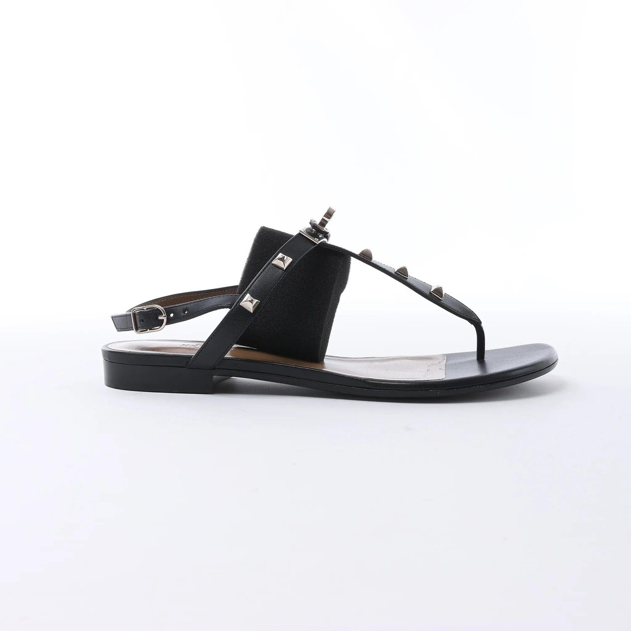 Hermès HERMES Olivia Leather Sandals in Black, Size EU 38.5 Zwart