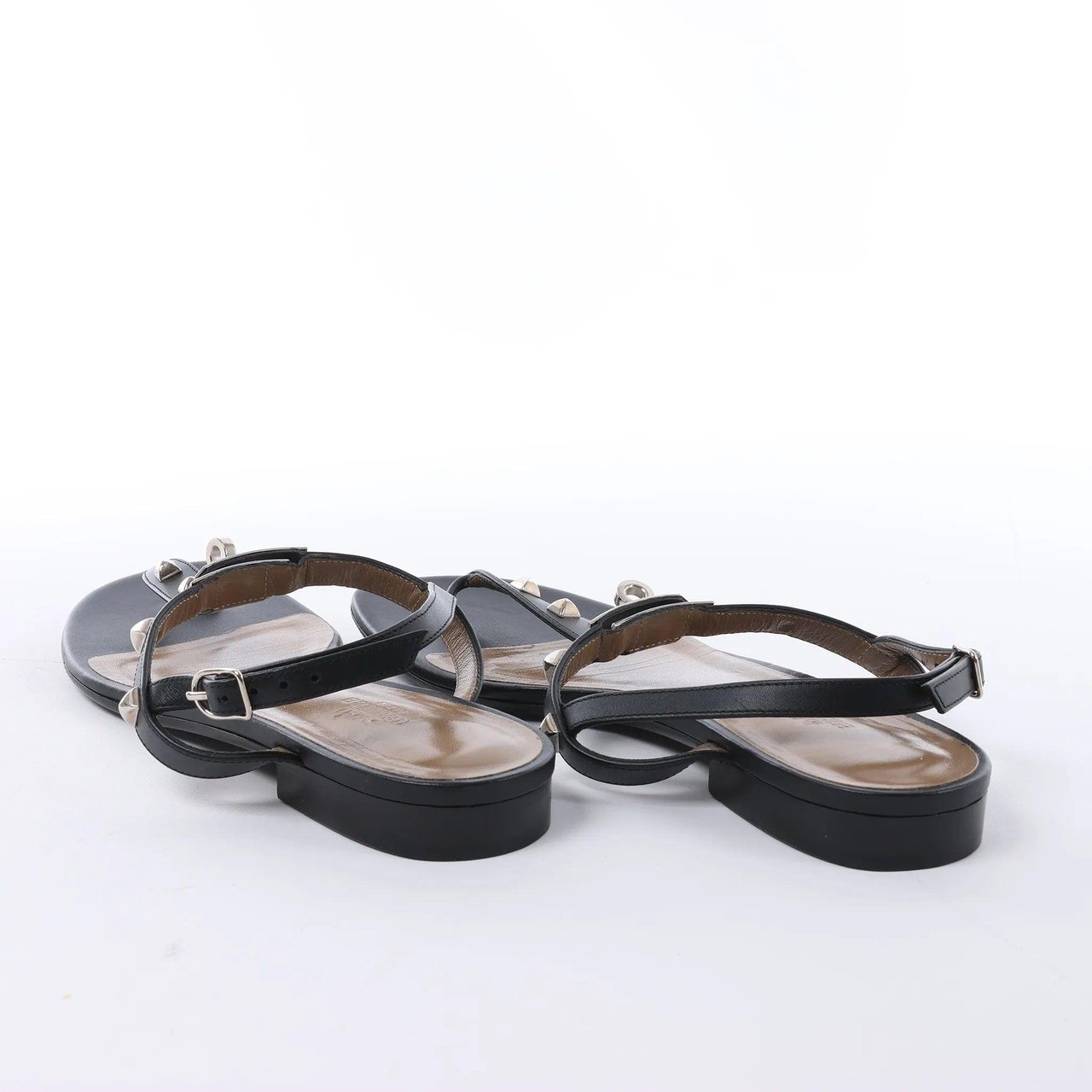 Hermès HERMES Olivia Leather Sandals in Black, Size EU 38.5 Zwart
